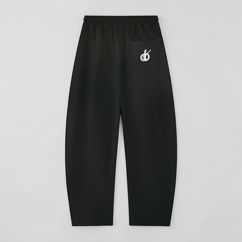 MONROE STORE pantalones negros de pierna ancha de algodón y poliéster con cordón y bolsillo trasero